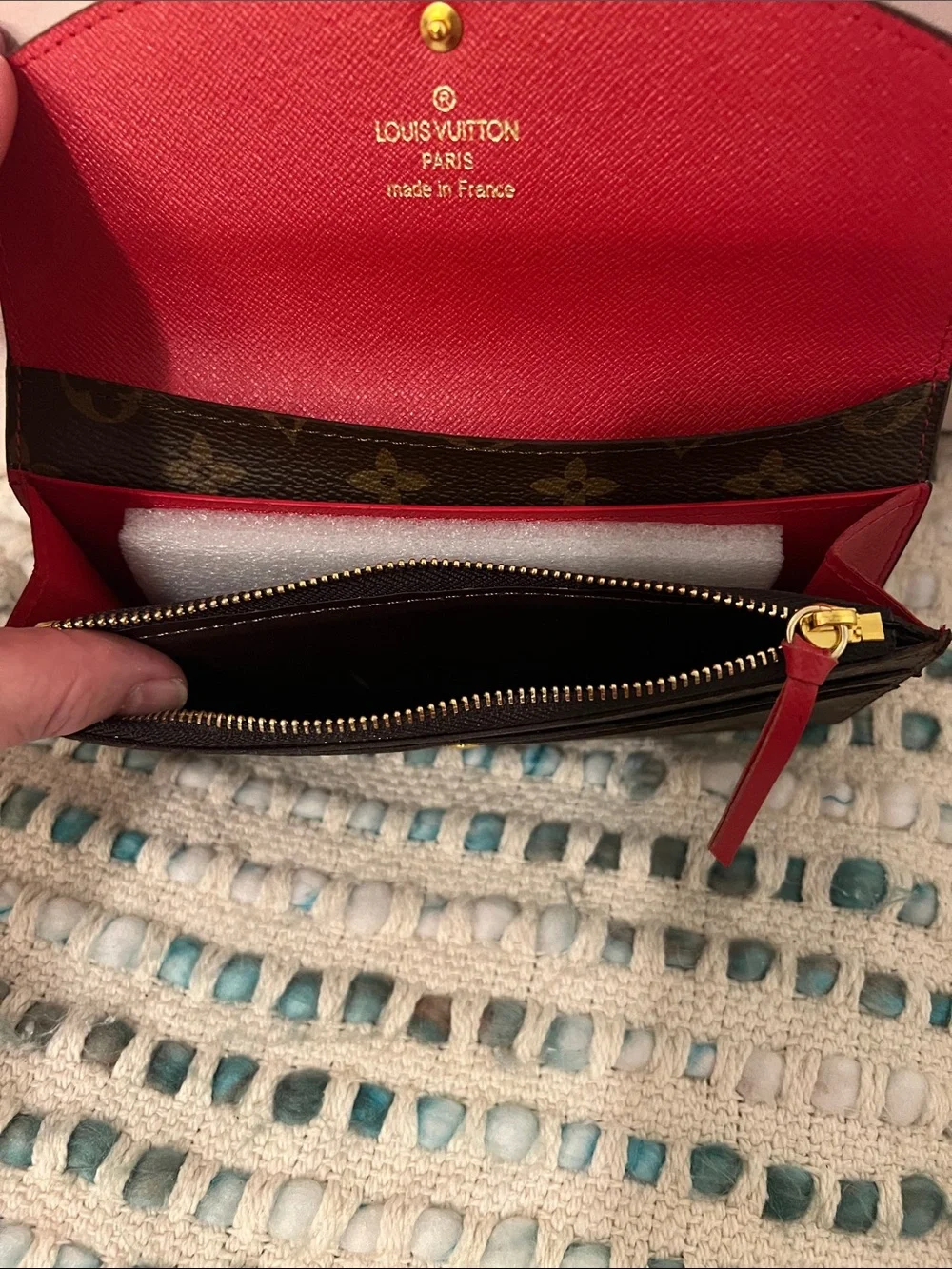 INSPIRED Brown Monogram Wallet with Red Snap